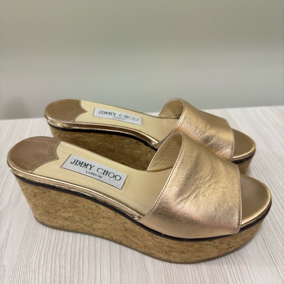 JIMMY CHOO CORK WEDGE SANDALS - Picture 4 of 7